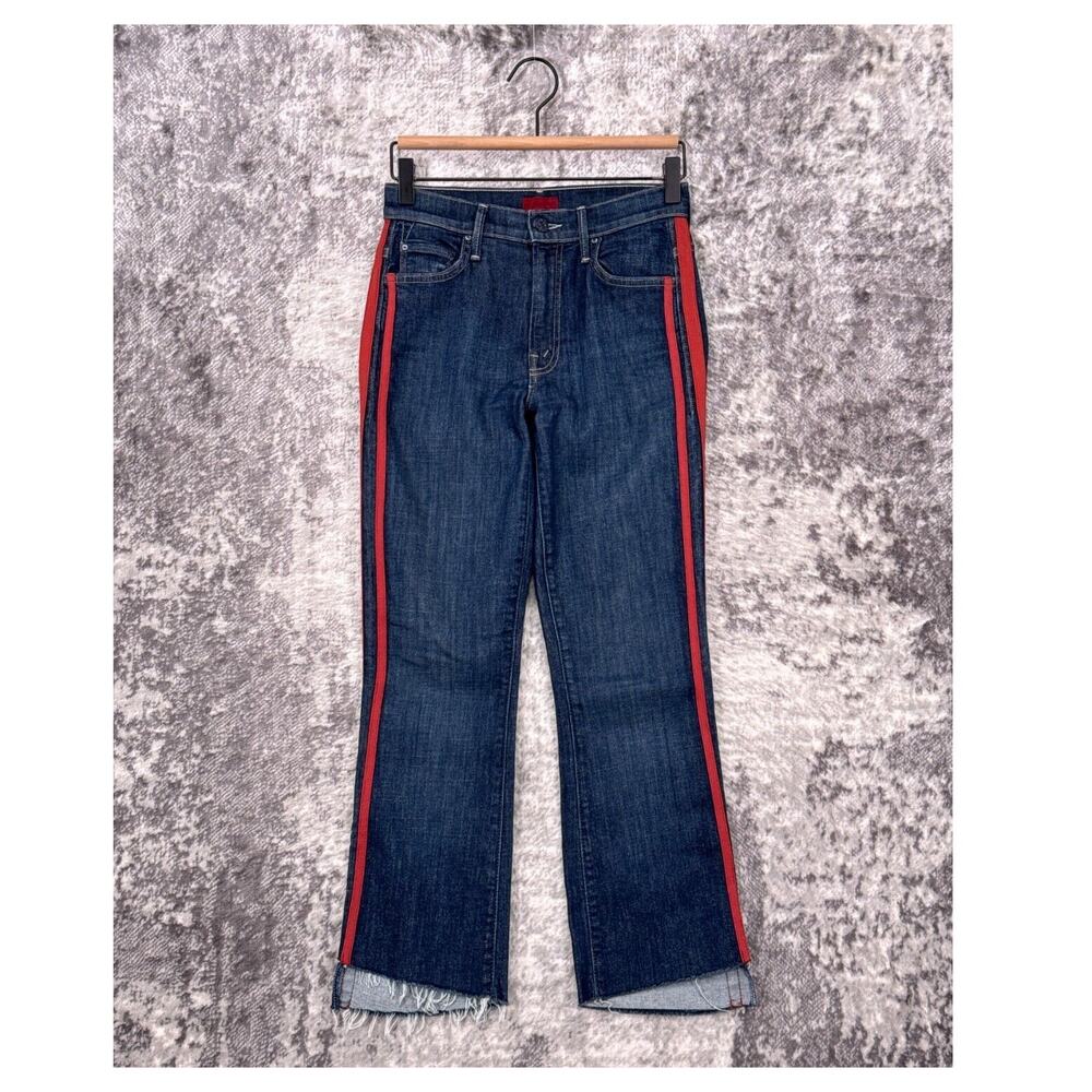 Mother Jeans 25 Womens Insider Crop Step Fray Side Stripe Denim